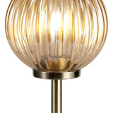 FRA6447 Franz 67cm Table Lamp 3 Light in a Antique Brass/Smoked/Amber Finish