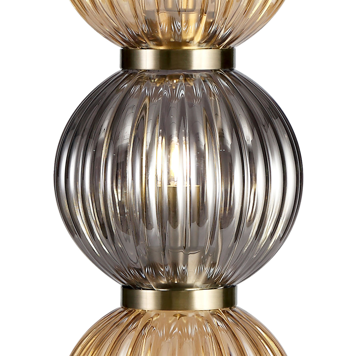 FRA6447 Franz 67cm Table Lamp 3 Light in a Antique Brass/Smoked/Amber Finish