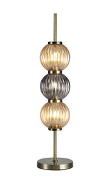 FRA6447 Franz 67cm Table Lamp 3 Light in a Antique Brass/Smoked/Amber Finish