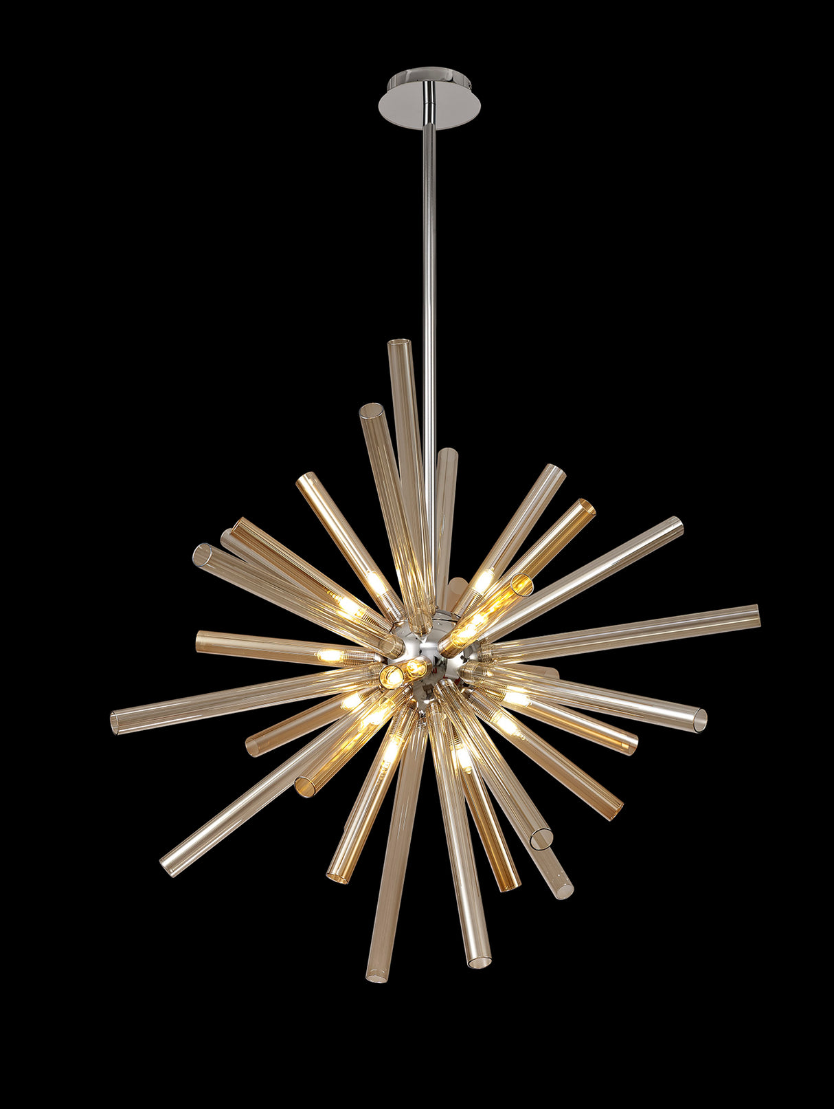 FUL0047 Fulu Pendant 16 Light in a Chrome/Amber/Champagne Finish