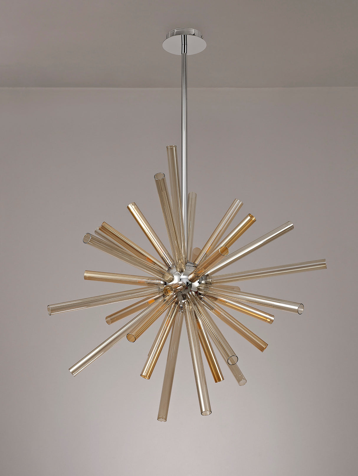 FUL0047 Fulu Pendant 16 Light in a Chrome/Amber/Champagne Finish