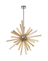 FUL0047 Fulu Pendant 16 Light in a Chrome/Amber/Champagne Finish