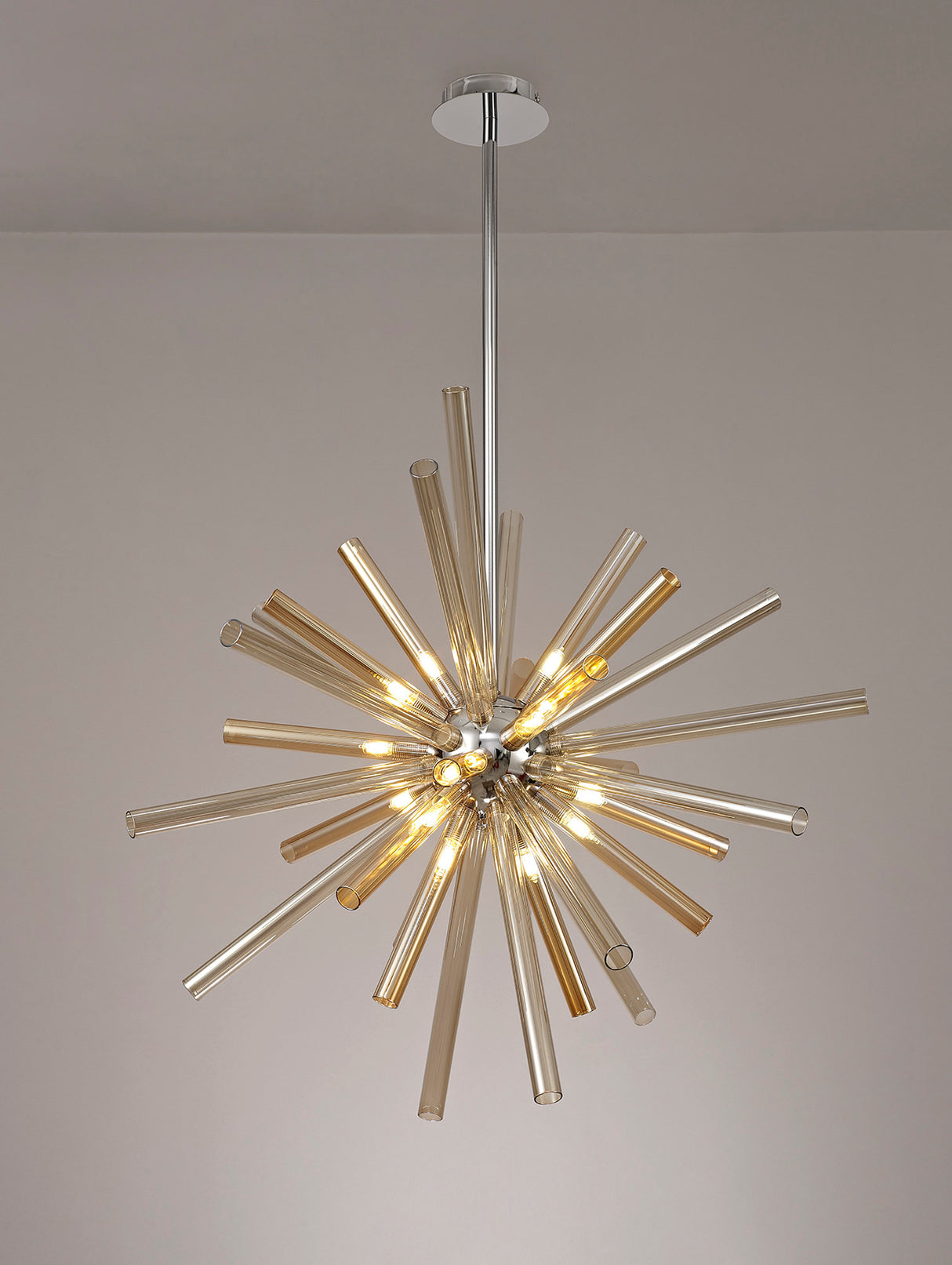 FUL0047 Fulu Pendant 16 Light in a Chrome/Amber/Champagne Finish