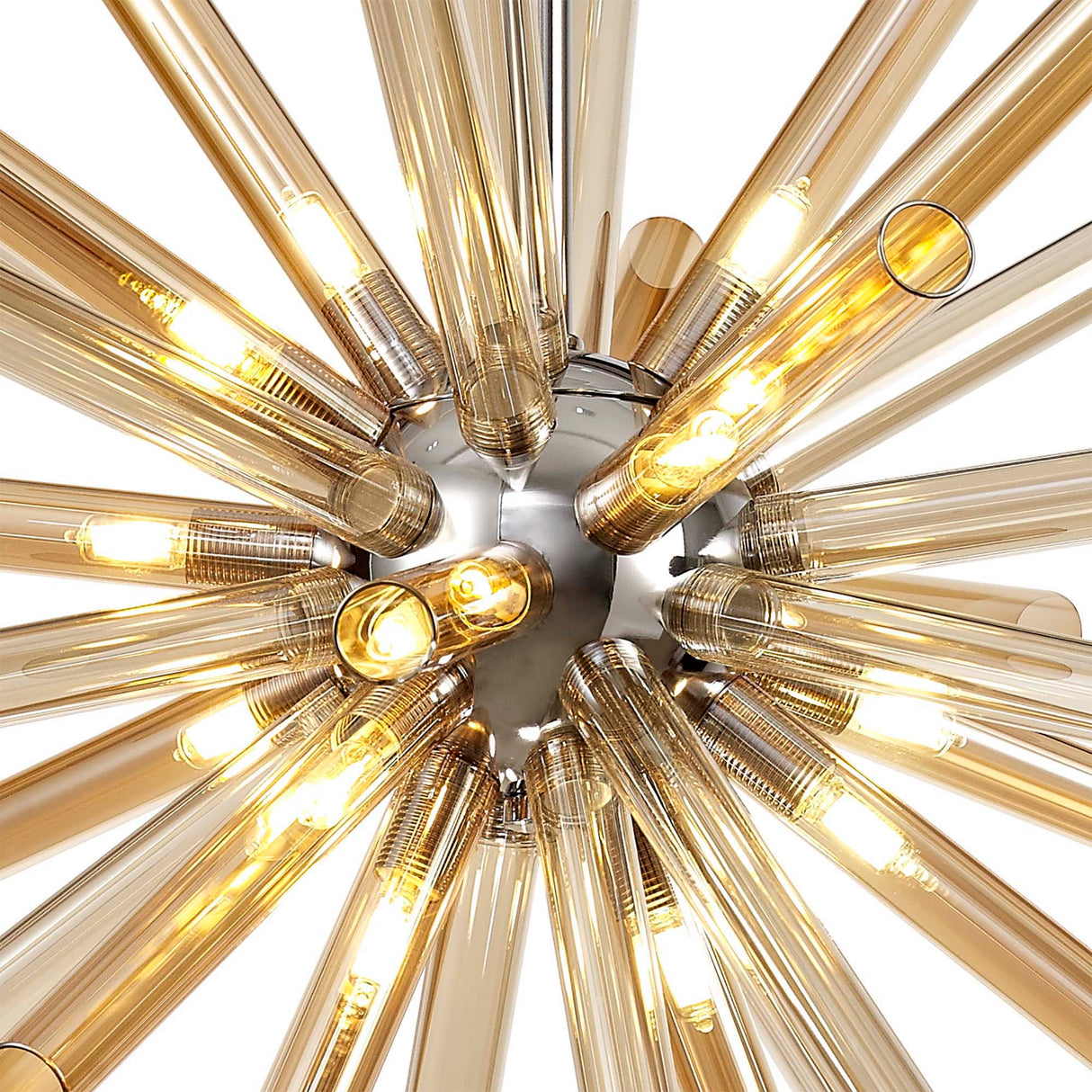 FUL0047 Fulu Pendant 16 Light in a Chrome/Amber/Champagne Finish