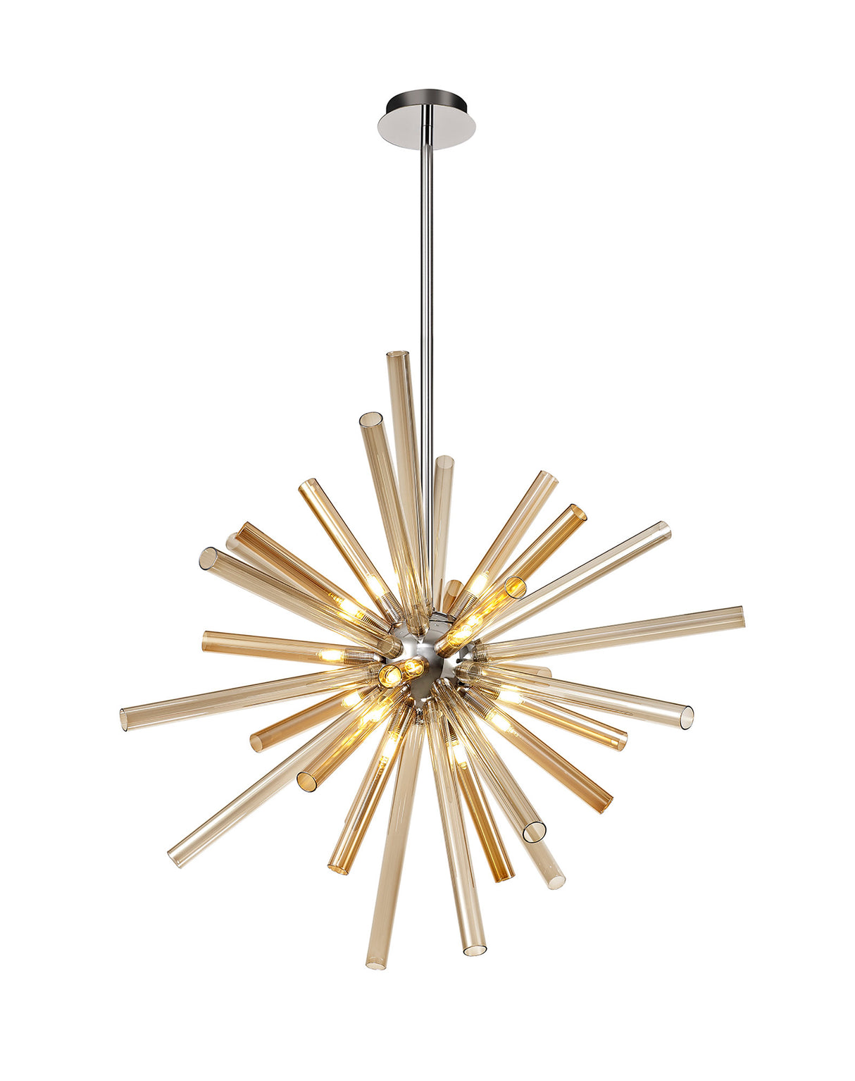 FUL0047 Fulu Pendant 16 Light in a Chrome/Amber/Champagne Finish