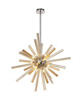 FUL0047 Fulu Pendant 16 Light in a Chrome/Amber/Champagne Finish