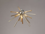 FUL1047 Fulu Semi Ceiling 8 Light in a Chrome/Amber/Champagne Finish