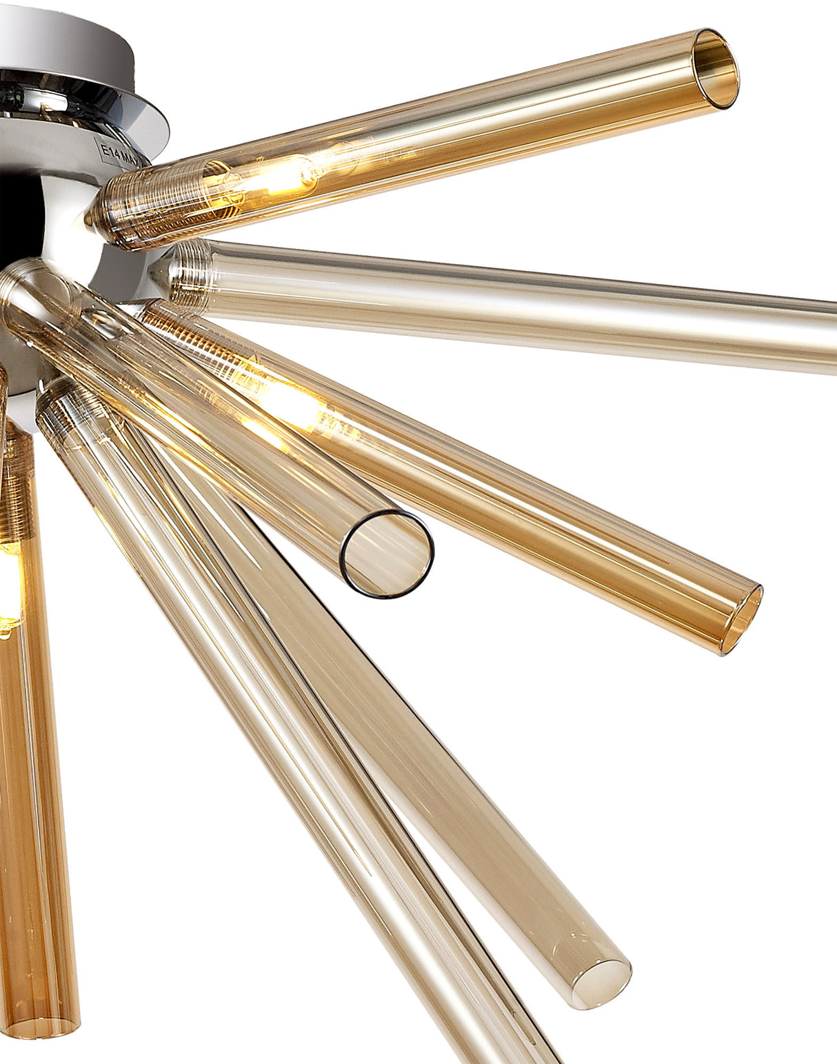 FUL1047 Fulu Semi Ceiling 8 Light in a Chrome/Amber/Champagne Finish