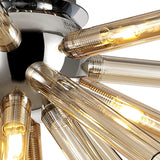 FUL1047 Fulu Semi Ceiling 8 Light in a Chrome/Amber/Champagne Finish