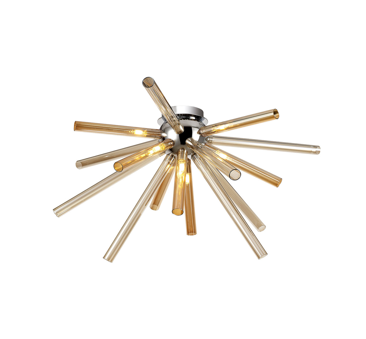 FUL1047 Fulu Semi Ceiling 8 Light in a Chrome/Amber/Champagne Finish