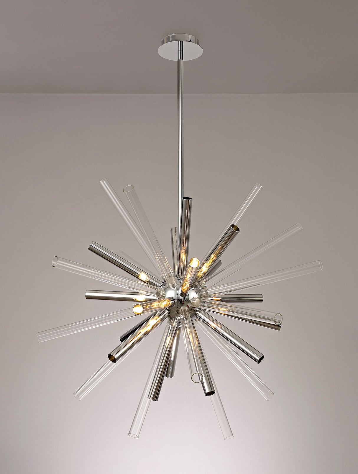 FUL2047 Fulu Pendant 16 Light in a Chrome/Chrome/Clear Finish