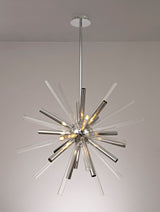 FUL2047 Fulu Pendant 16 Light in a Chrome/Chrome/Clear Finish