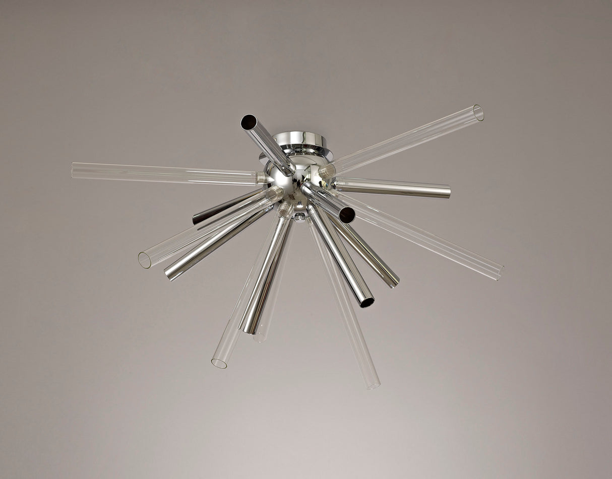 FUL3047 Fulu Semi Ceiling 8 Light in a Chrome/Chrome/Clear Finish