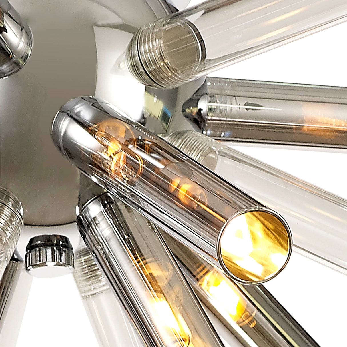 FUL3047 Fulu Semi Ceiling 8 Light in a Chrome/Chrome/Clear Finish