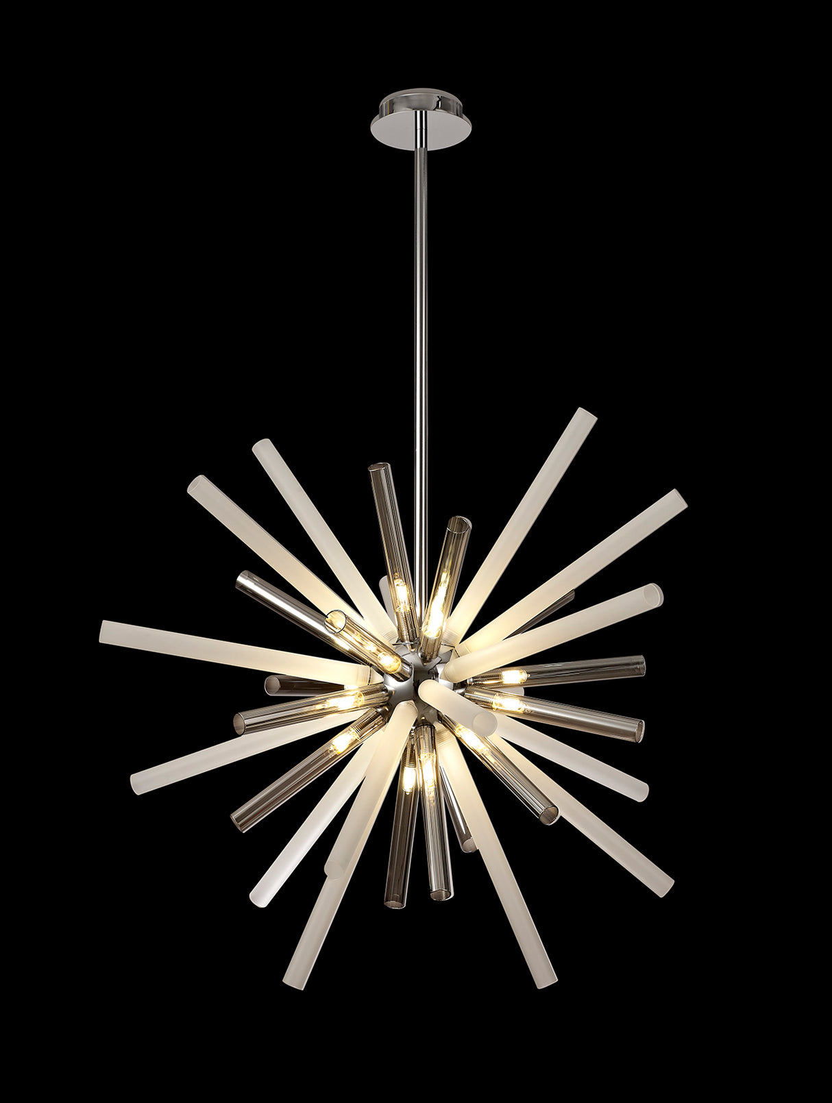 FUL7408 Fulu Pendant 16 Light in a Chrome/Smoked/Frosted Finish