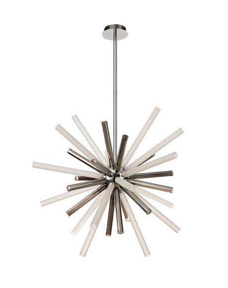 FUL7408 Fulu Pendant 16 Light in a Chrome/Smoked/Frosted Finish