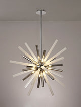 FUL7408 Fulu Pendant 16 Light in a Chrome/Smoked/Frosted Finish