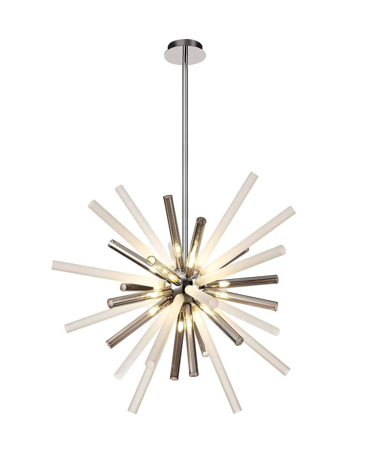 FUL7408 Fulu Pendant 16 Light in a Chrome/Smoked/Frosted Finish