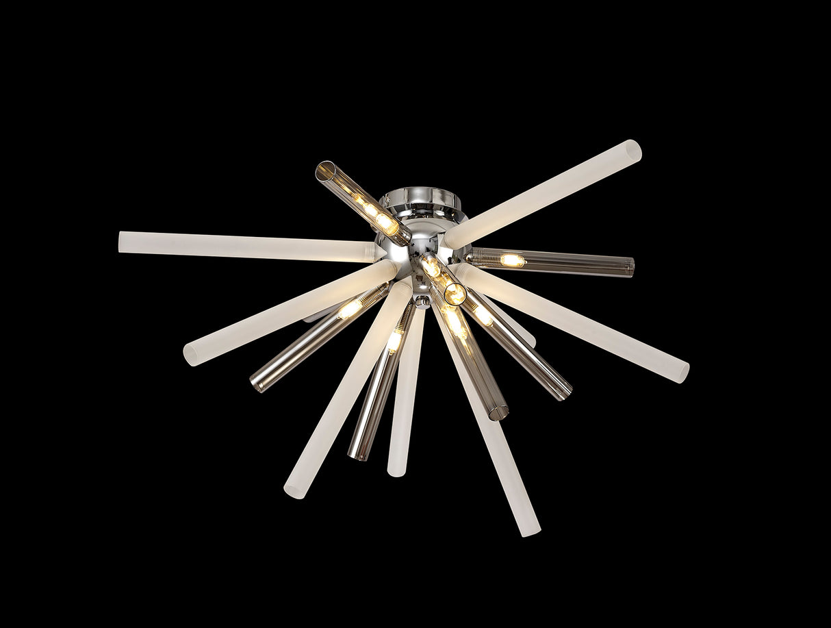 FUL8408 Fulu Semi Ceiling 8 Light in a Chrome/Smoked/Frosted Finish