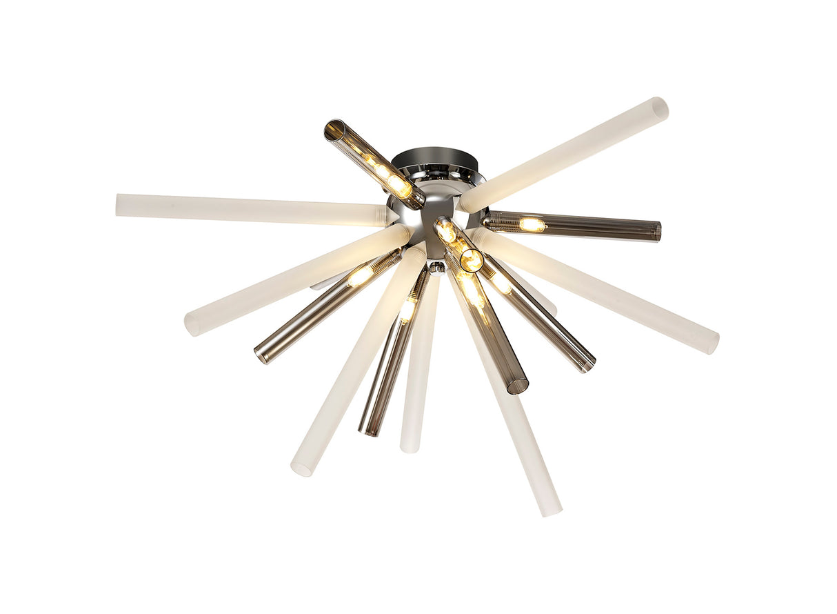 FUL8408 Fulu Semi Ceiling 8 Light in a Chrome/Smoked/Frosted Finish