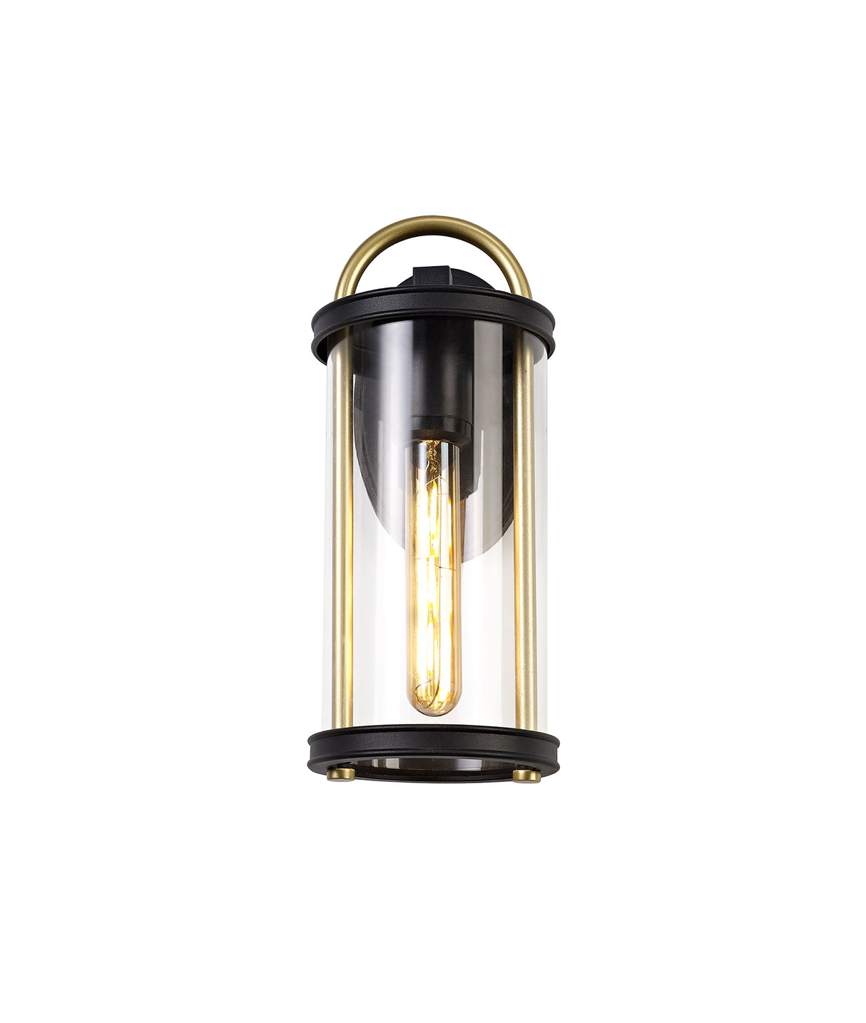 GAK2857 Gakyid Small Wall Lamp 1 Light IP54 Indoor/Outdoor Use in a Black/Gold/Clear Finish