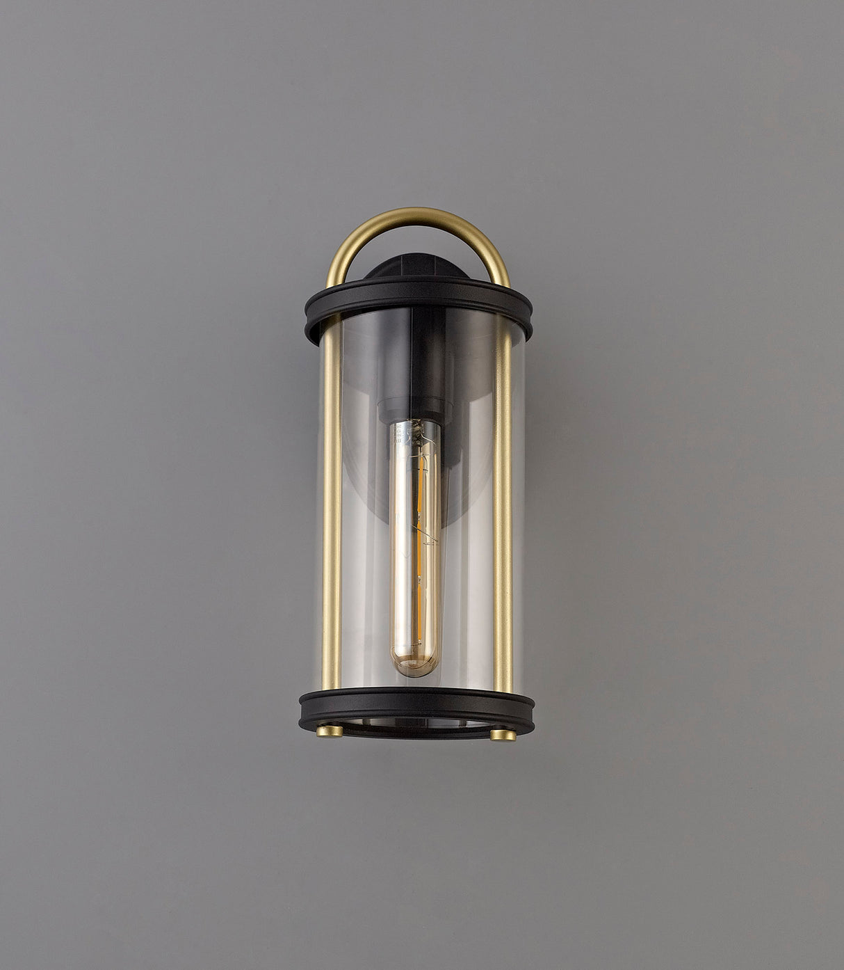 GAK2857 Gakyid Small Wall Lamp 1 Light IP54 Indoor/Outdoor Use in a Black/Gold/Clear Finish