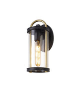 GAK2857 Gakyid Small Wall Lamp 1 Light IP54 Indoor/Outdoor Use in a Black/Gold/Clear Finish