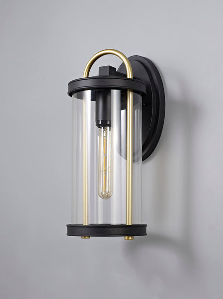 GAK3857 Gakyid Large Wall Lamp 1 Light IP54 Indoor/Outdoor Use in a Black/Gold/Clear Finish