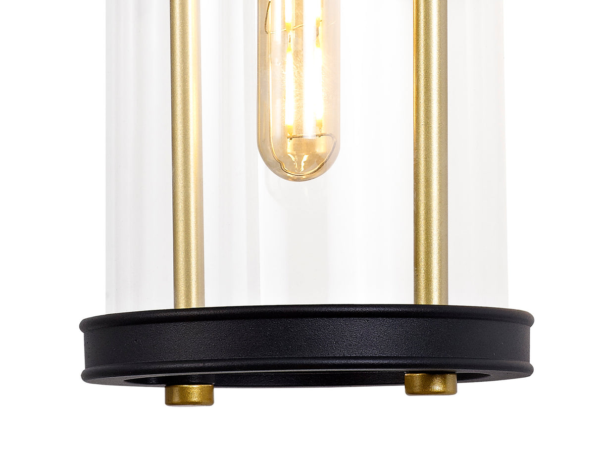 GAK3857 Gakyid Large Wall Lamp 1 Light IP54 Indoor/Outdoor Use in a Black/Gold/Clear Finish