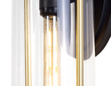 GAK3857 Gakyid Large Wall Lamp 1 Light IP54 Indoor/Outdoor Use in a Black/Gold/Clear Finish