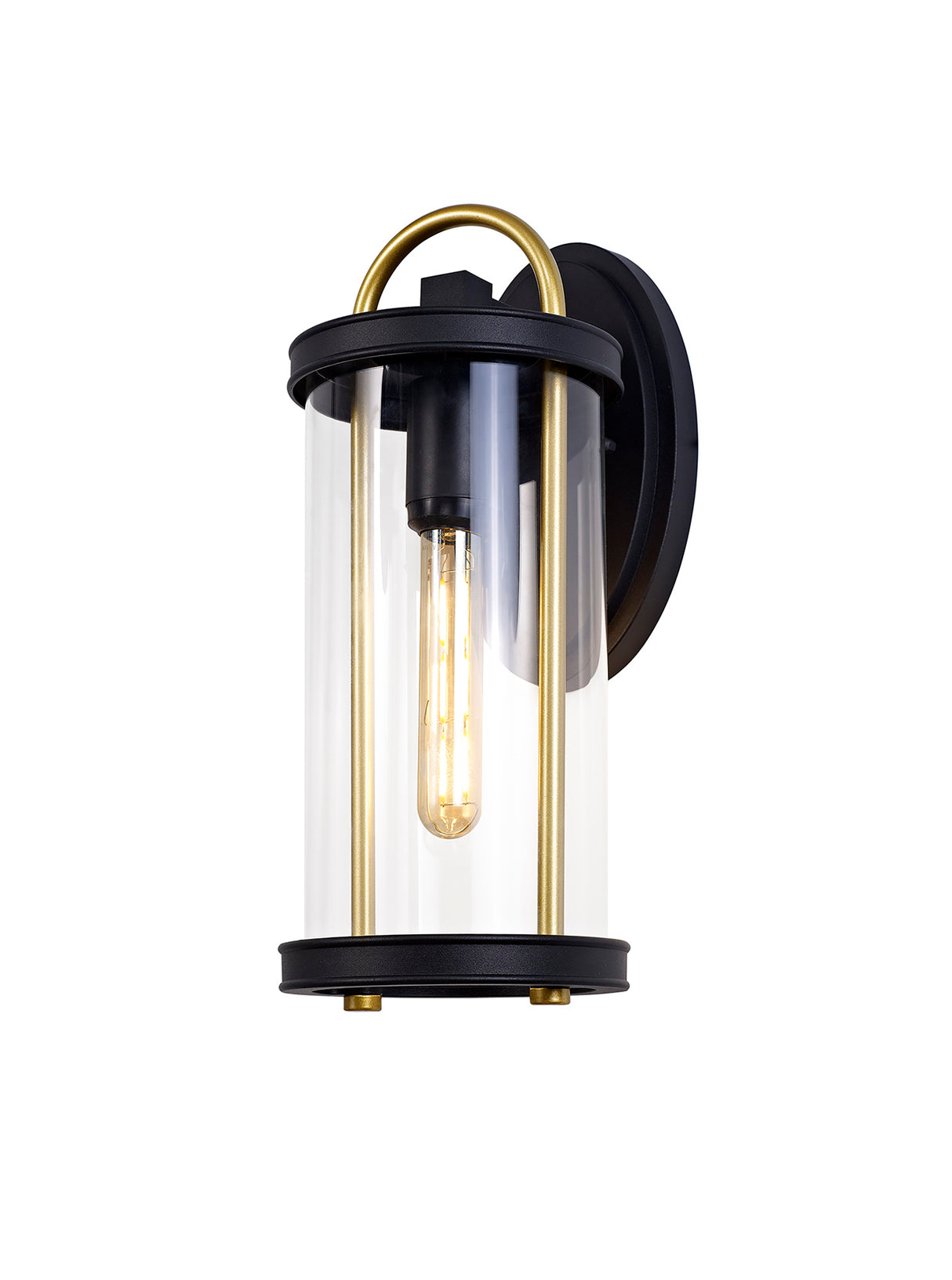 GAK3857 Gakyid Large Wall Lamp 1 Light IP54 Indoor/Outdoor Use in a Black/Gold/Clear Finish