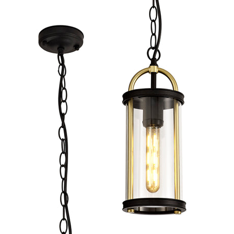 GAK4857 Gakyid Pendant 1 Light IP54 Indoor/Outdoor Use in a Black/Gold/Clear Finish