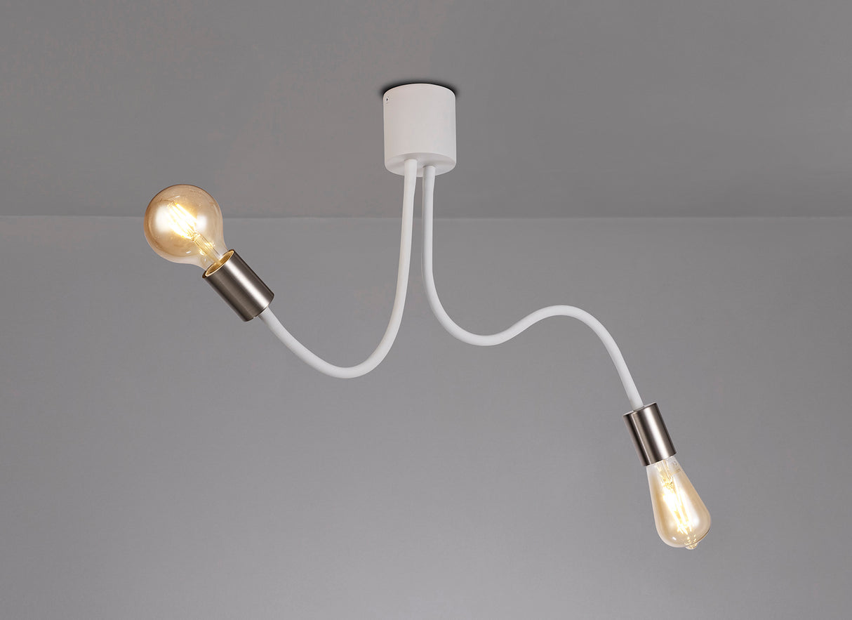 GIN1567 Ginan Flexible Ceiling 2 Light in a Satin White/Satin Nickel Finish