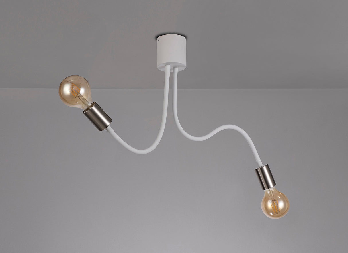 GIN1567 Ginan Flexible Ceiling 2 Light in a Satin White/Satin Nickel Finish