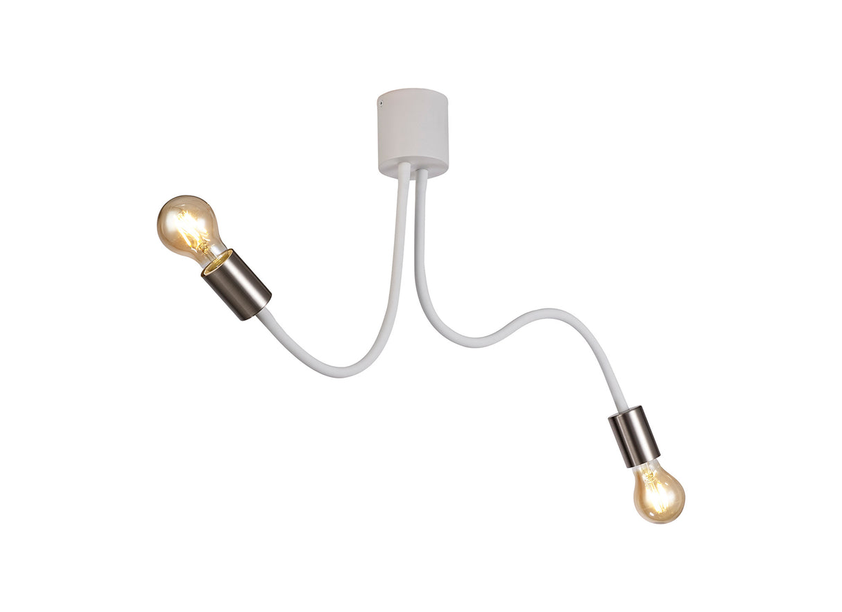 GIN1567 Ginan Flexible Ceiling 2 Light in a Satin White/Satin Nickel Finish