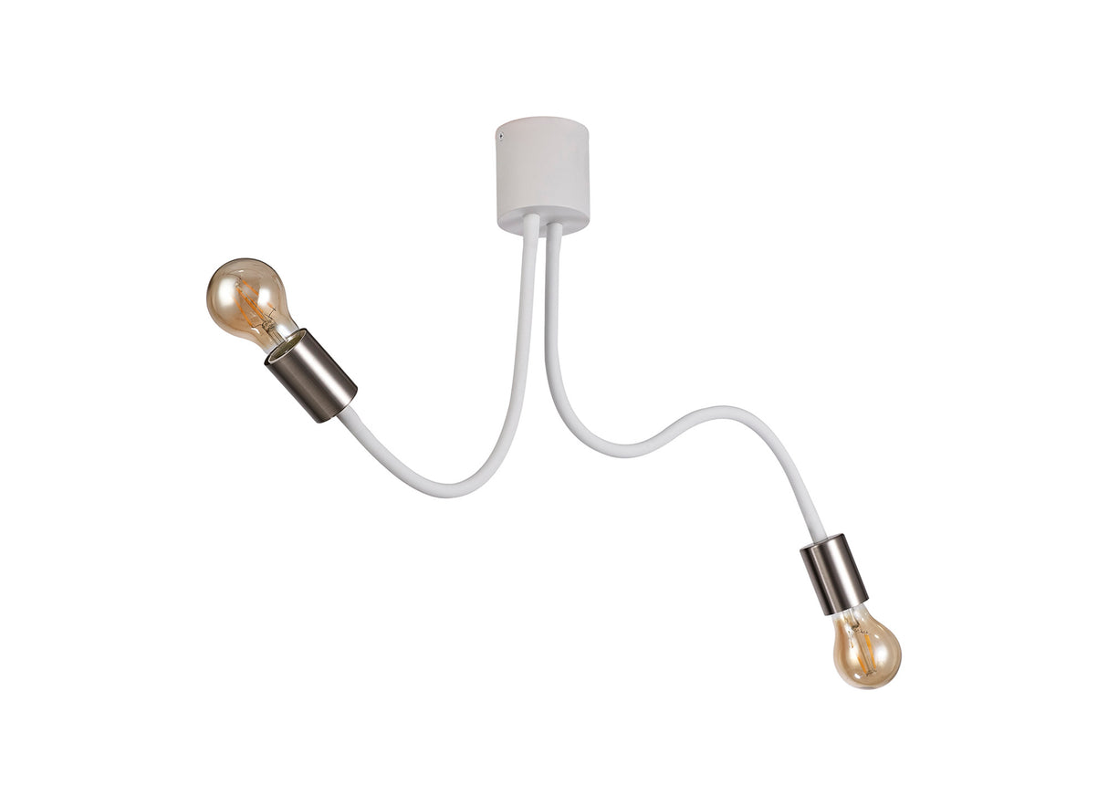 GIN1567 Ginan Flexible Ceiling 2 Light in a Satin White/Satin Nickel Finish