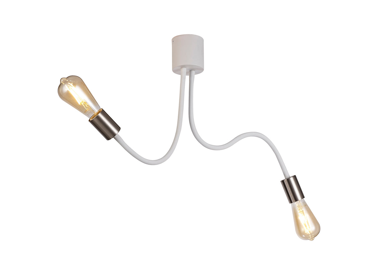 GIN1567 Ginan Flexible Ceiling 2 Light in a Satin White/Satin Nickel Finish