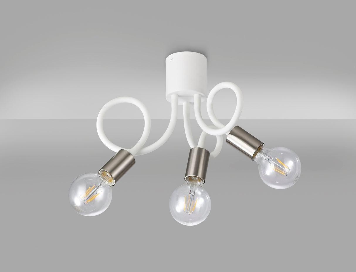 GIN2567 Ginan Flexible Ceiling 3 Light in a Satin White/Satin Nickel Finish