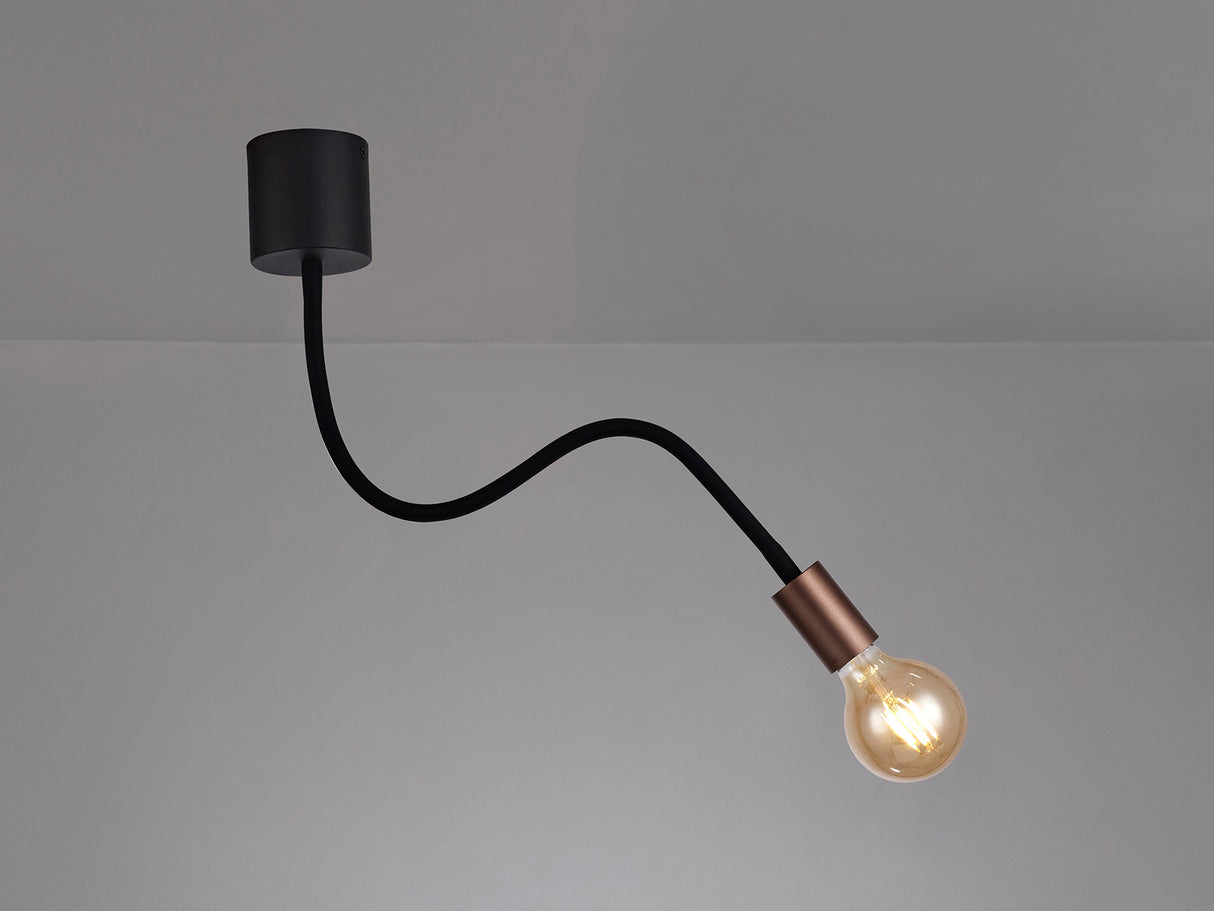 GIN3467 Ginan Flexible Ceiling 1 Light in a Satin Black/Brushed Copper Finish