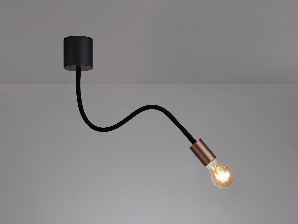 GIN3467 Ginan Flexible Ceiling 1 Light in a Satin Black/Brushed Copper Finish