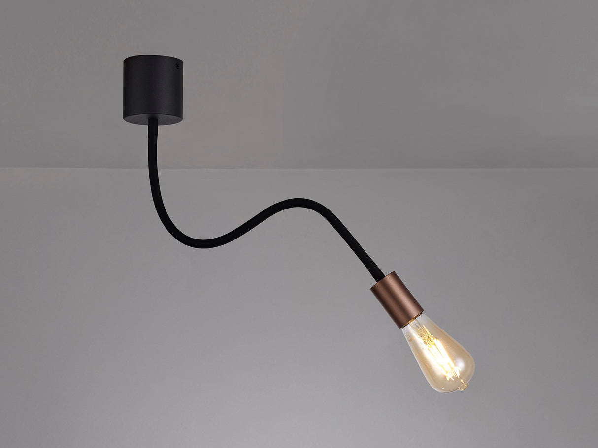 GIN3467 Ginan Flexible Ceiling 1 Light in a Satin Black/Brushed Copper Finish