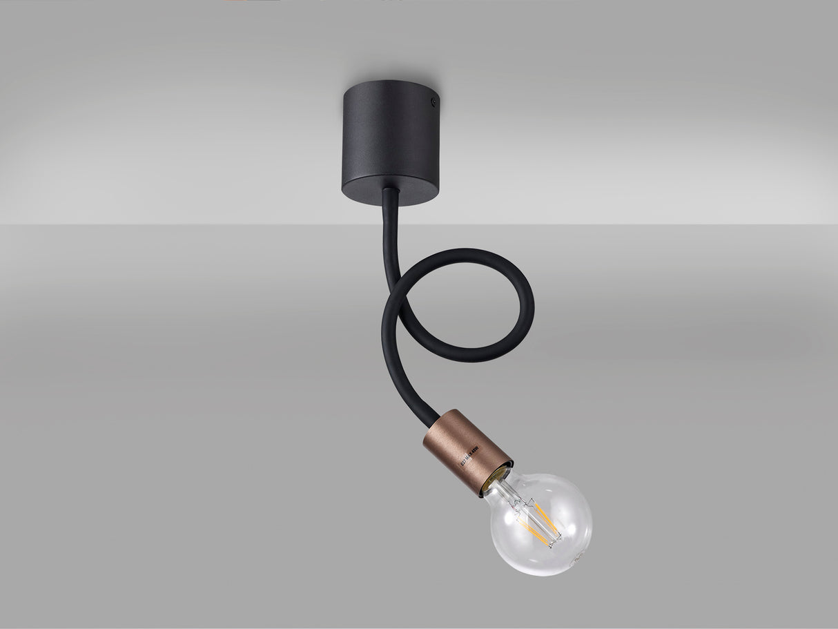 GIN3467 Ginan Flexible Ceiling 1 Light in a Satin Black/Brushed Copper Finish