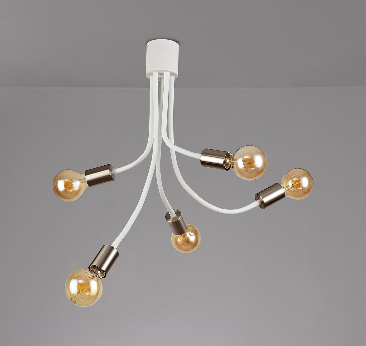 GIN3567 Ginan Flexible Ceiling 5 Light in a Satin White/Satin Nickel Finish