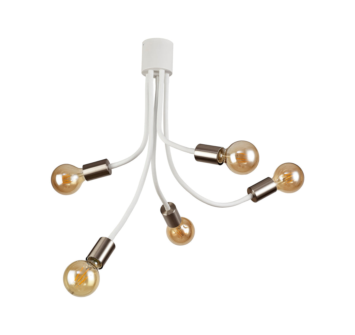 GIN3567 Ginan Flexible Ceiling 5 Light in a Satin White/Satin Nickel Finish