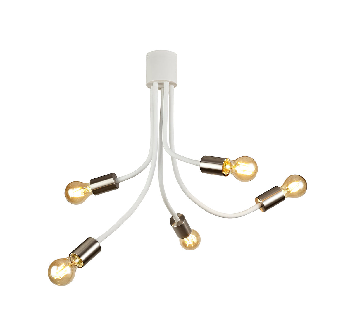 GIN3567 Ginan Flexible Ceiling 5 Light in a Satin White/Satin Nickel Finish