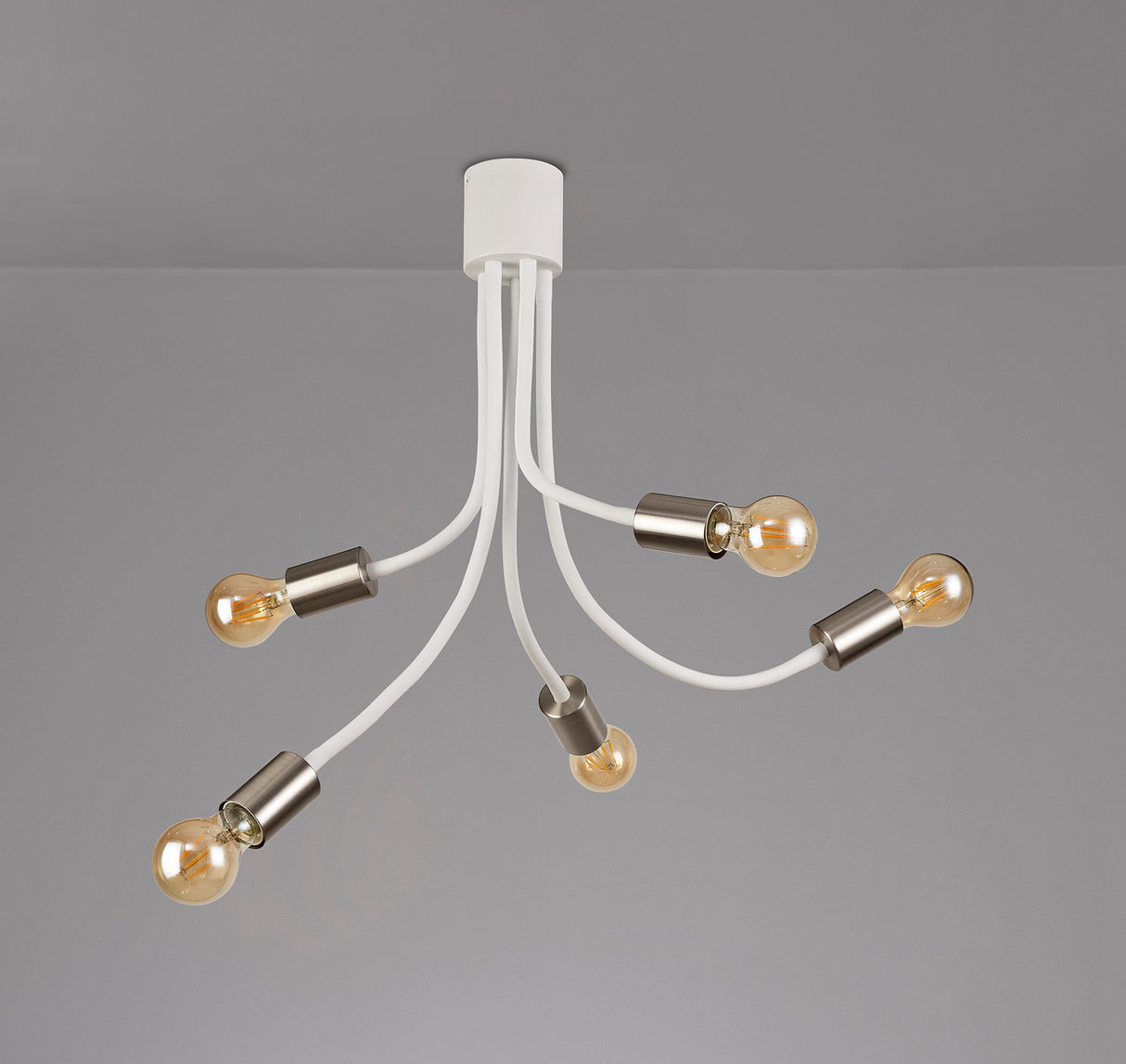 GIN3567 Ginan Flexible Ceiling 5 Light in a Satin White/Satin Nickel Finish