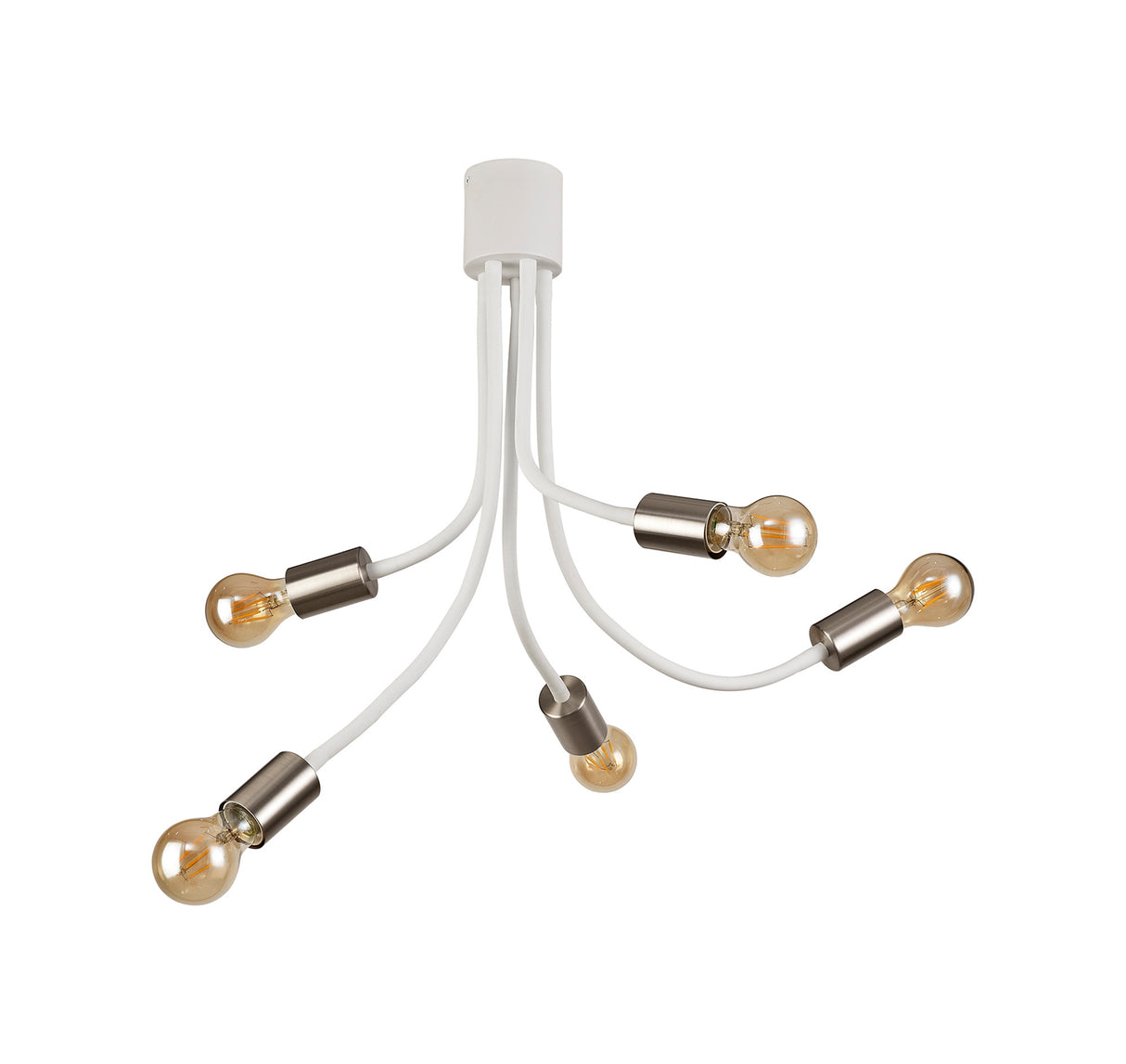 GIN3567 Ginan Flexible Ceiling 5 Light in a Satin White/Satin Nickel Finish