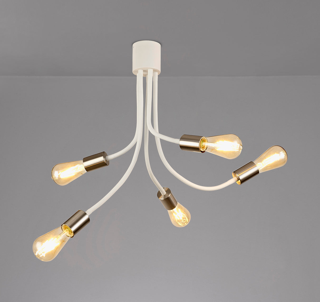 GIN3567 Ginan Flexible Ceiling 5 Light in a Satin White/Satin Nickel Finish