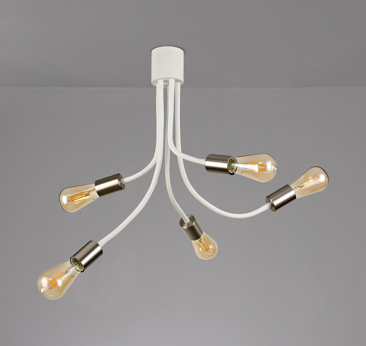 GIN3567 Ginan Flexible Ceiling 5 Light in a Satin White/Satin Nickel Finish