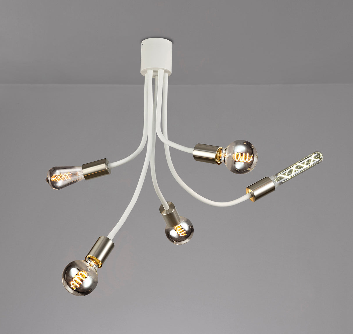 GIN3567 Ginan Flexible Ceiling 5 Light in a Satin White/Satin Nickel Finish